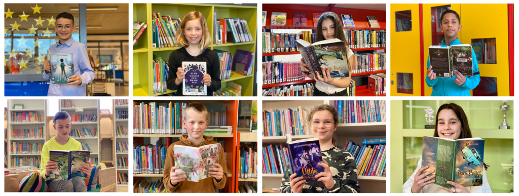 Kinderen met favoriete boek (portretten).