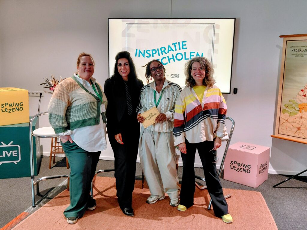Vera Mossink, Marieke Jansen, Angela Esajas er Merel van Vroonhoven op premiere van documentaireserie Inspiratiescholen